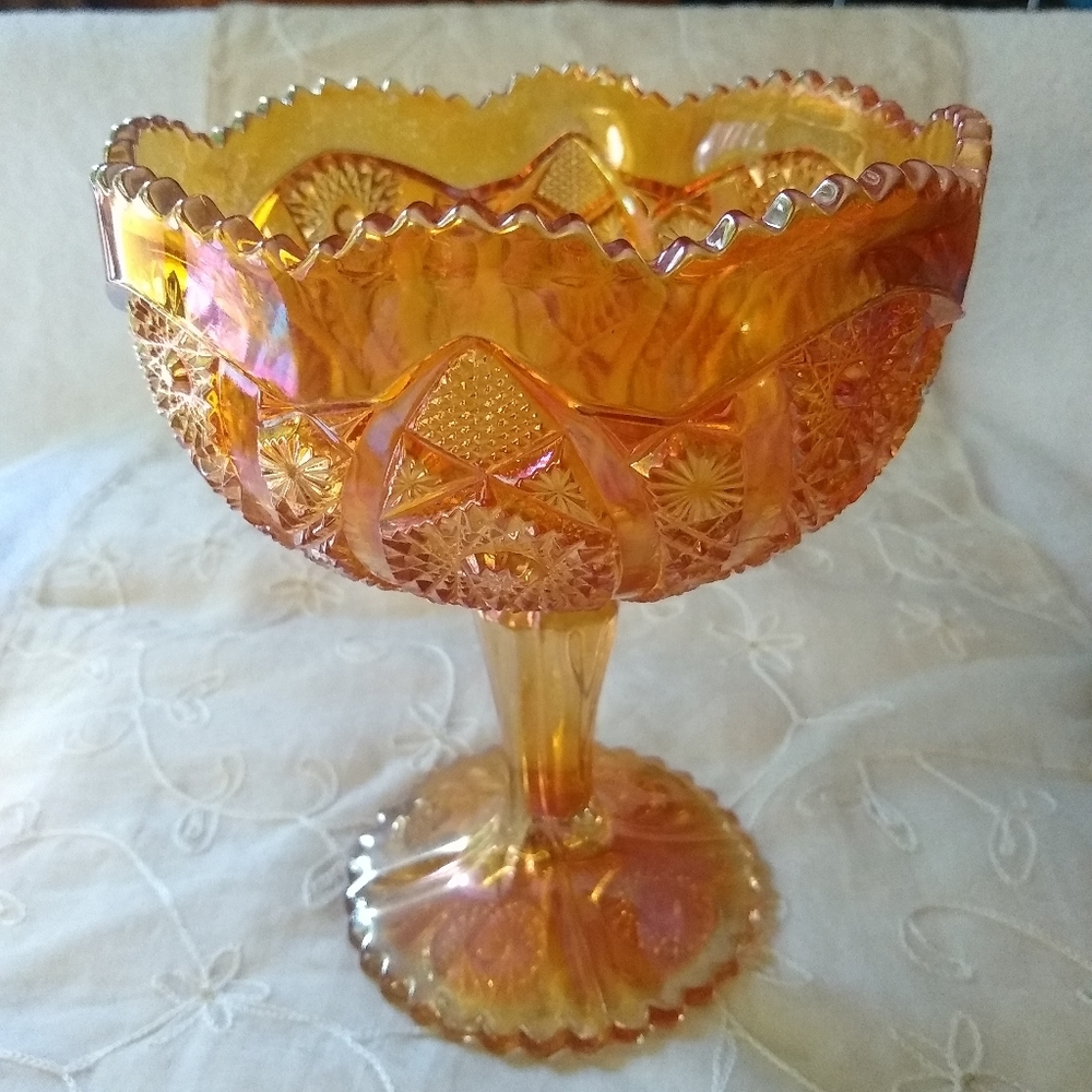 Vintage Imperial carnival glass compote.
